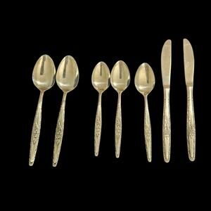 Vintage Japan Stainless Steel Flatware Floral Pattern Mixed Lot 7pc